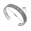 Retro Style Lady Women Silver Plated Hollow Out G Letter Graved Mönster Öppna armband Bangle283U