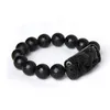 Bracelet en pierre d'obsidienne naturelle noire, Scrab entier, Six mots, perles de bouddha, Bracelets Pixiu pour hommes et femmes, bijoux de bénédiction à la mode B2597