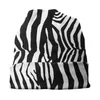 Bérets Zebra Skin Animal Pattern Caps Automne Hiver Ski Skullies Bonnets Chapeaux Unisexe Femme Printemps Chaud Double Usage Bonnet Tricot