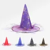 Cappelli a tesa larga Secchiello Strega di Halloween con velo di ragnatela per le donne Costume da mago Cappello da mago Copricapo Bomboniere 230928