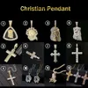 Pass Diamond Tester VVS Baguette Moissanite 925 Sterling Silver 10k 18k Real Gold Plating Christ Jesus Pendant 1.5inch Cross