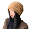 Basker koreansk stil kvinnor imitation hög hatt utomhus varm plysch höst vinter super mjuk förtjockad outfit tillbehör