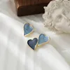 Boucles d'oreilles Kpop deux tons de couleurs diverses géométriques nacrées en émail pour femmes asymétriques jolies filles douces