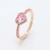 Ringar pandorara designer lyx mode kvinnor vit koppar ädla hjärtring new hjärta diamant rosguld rosa diamant ring kvinnlig gåva