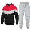 Survêtements pour hommes 2023 Automne et hiver Sports Sweat à capuche Costume Hommes Match Couleur Pantalon décontracté Jumper plat