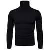 Suéter masculino gola alta cashmere suéter masculino 2024 outono inverno casual cor sólida clássico malhas robe pull homme pulôver