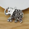 Hänge halsband 5 stycken tibetansk silverfärg djur elefant charms hängsmycken för diy smycken halsband gör fynd tillbehör 47x37mm