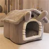 Cat Beds & Furniture Foldable Deep Sleep Pet House Indoor Winter Warm Cozy Bed For Small Dog Kitten Teddy Comfortable Kennel Suppl292q