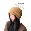 Basker koreansk stil kvinnor imitation hög hatt utomhus varm plysch höst vinter super mjuk förtjockad outfit tillbehör