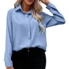 Dames tanktop blouse revers V-hals lange mouw casual werkoverhemden feesttops effen kort voor dames 3x