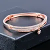 Bangle Sinleery Small Heart Pendant 3 Lager Crystal Bangle for Women Rose Gold Silver Color Wedding Armelets smycken 230928