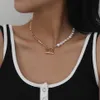 Chokers 2021 Fashion Paperclip Chain Halsband Kvinnor Retro Guldfärg Tjocklås Choker Halsband för smycken Gift177p