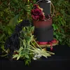 Decorative Flowers Simulation Black Rose Fake Flower Decor Halloween Present Plastic Vases Roses Silk Simulated Bride Artificial Bouquet