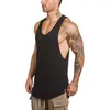 Canotte da uomo in cotone tinta unita Fitness Top da uomo Estate Muscle Vest Abbigliamento da palestra Bodybuilding Camicia senza maniche Canotte sportive da allenamento