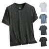 Herren-T-Shirts mit Schnürung vorne für Männer, Eisbildschirm-Augen-Shirt, Sommerdruck, lockeres, lässiges Lauf-Halb-Kurzarm-T-Shirt mit U-Ausschnitt