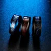 Bröllopsringar psj mode manliga smycken blå svart drake fiber titan rostfritt stål för män engagemang