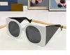 2023 unisex högkvalitativ mode solglasögon svart vit bredd triangel plank fötter fullfram mörkgrå runda glasögon tillgängliga med låda
