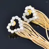 Dangle Earrings LEEKER Vintage Pearl Cubic Zirconia Love Heart Tassel For Women Wedding Accessories Fashion Jewelry 164 LK6