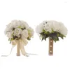 Fiori decorativi Bouquet da sposa Matrimonio squisito bianco con artificiale perfetto per ogni sposa