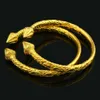 New Arrived African Dubai Fashion Openable 22k Yellow Gold GF Bangle Engraved Trendy Pattern Bracelet 2 Piece Jewelry Whole229f