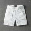 Pantaloncini da uomo estivi multi tasche casual tinta unita cargo moda ampia lunghezza al ginocchio in cotone da spiaggia