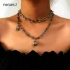 IngeSight Z 2 pièces ensemble multi-couches Vintage cadenas boule pendentif collier Punk ras du cou colliers collier pour femmes bijoux 310h