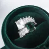 Cluster Rings Luxury Emerald Square Princess Justerbar öppningspar Ring för kvinnor Oregelbundna diamantengagemangsgåva Smycken Silver