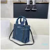 Tote Bag Medium Casual DamenmodeDie Tote Top Handle Reise-Schultertaschen aus Leinen Hochwertiges Canvas Blue Denim