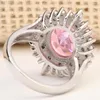 Cluster Ringe Hainon Runde Ring Engagement Elegante Rosa Silber Farbe Gefüllt CZ Schmuck Für Frauen Liebe Bague Anillos Mujer Geschenk