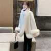 Vrouwen Bont ZXRYXGS Goede Kwaliteit Imitatie Jas Vrouwen Mode Jas 2023 Herfst Winter Elegante Losse Cape Sjaal Kleding