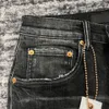 Designer di jeans viola per uomo di alta qualità alla moda stile cool pantaloni da motociclista strappati effetto consumato nero blu jeans slim fit da moto