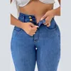 Women's Jeans 2023 Fashion Pencil For Women Full Length Skinny Denim Pants High Waist Stretchy Washed Dark Blue