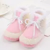 Primi Camminatori Bambino Carino Peluche Addensato Stivali Scarpe Basse Infantili Ragazze Ragazzi Tie-Up Antiscivolo Suola Morbida Camminatore Inverno Caldo Culla