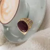 Cluster Ringe Böhmen Gold Farbe Überzug Klarer Stein mit Marmor Marron Ring für Frauen Mädchen Dame Antike Vintage Schmuck