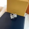 Luxusmarke Designer Ring Les Ardentes Top Sterling Silber Kristall Vierblättriges Kleeblatt Doppelte Blume Charm Offener Ring mit Box für Wo298E