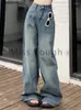 Jeans da donna francese vintage gamba larga donna solido streetwear vita alta pantaloni in denim stile coreano femminile largo causale autunno 2023
