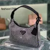 Bolso de hombro Bolsos de noche Diseñadores de nylon Bolsos Bolsos de diamantes para mujer Bolso de brillo de calidad superior Bolso de lona Hobo Bolso de hombro de cristal Mujer Paquete de pecho Moda Tot