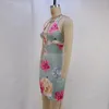 Повседневные платья Skmy Одежда для женщин 2023 Summer Sexy Vece v Neck Harter Halter Открытая спина упаковка для брусного бретека для бретельки на бедре