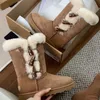 Australië Dameslaarzen ultra-hoornknop platformlaarzen Tazz Tasman Suede Shearling pantoffels wintersneeuwwol enkellaars Kastanje Zwart Designer Bont damesschoenen