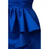 Party Dresses Beauty-Emily Royal Blue Short Women Sexy Prom Gown 2023 Satin Ruffles Open Back Cocktail Evening Dress Vestido