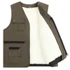 Gilet da uomo 2023 Uomo Autunno Inverno Pile Caldo Senza Maniche Giubbotti Maschile Con Scollo A V Casual Gilet Da Uomo Solido Addensare Gilet Cappotti D552