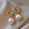 Boucles d'oreilles pendantes en Zircon plaqué or 14 carats, bijoux à la mode, pendentif en perles, accessoires élégants pour fête de danse pour femmes