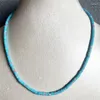 Kedjor 2 4mm Heishi White Blue Imperial Turquoise Halsband Calaite Rostfritt stål Natural Stone Chocker smycken Beaded Woman Mor