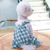 Vestuário para cães primavera verão roupas xadrez gato animal de estimação macacão culottes casal roupas york pequeno traje filhote de cachorro dachshund menina outfit