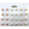 Wysokiej jakości słodkowodne kolczyki Pearl Stud 8 mm Natural Pearl Jewelry 50 par Whole189J