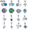 925 sterling silver charms for jewelry making for women beads Blue glass bead pendant ocean series