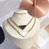 Luxury pendant necklace fashions letter P Inverted triangle gold chain jewelry mens and womens fashion personality clavicle chains top quality bijoux cjewelers