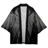 Vêtements ethniques Été Lâche Dessin animé Oeil Imprimé Cardigan Noir Short de plage Streetwear Hommes Femmes Japon Kimono Chemise Haori Cosplay Yukat