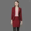 Tvådelad klänning Koreansk högkvalitativ höstformell Blazer Women Business With Set Work Wear Office Suits Female Kjoljacka