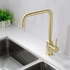 Kitchen Faucets Stainless Steel Golden Faucet Brushed Face Basin Wash Counter Mixed And Cold Water